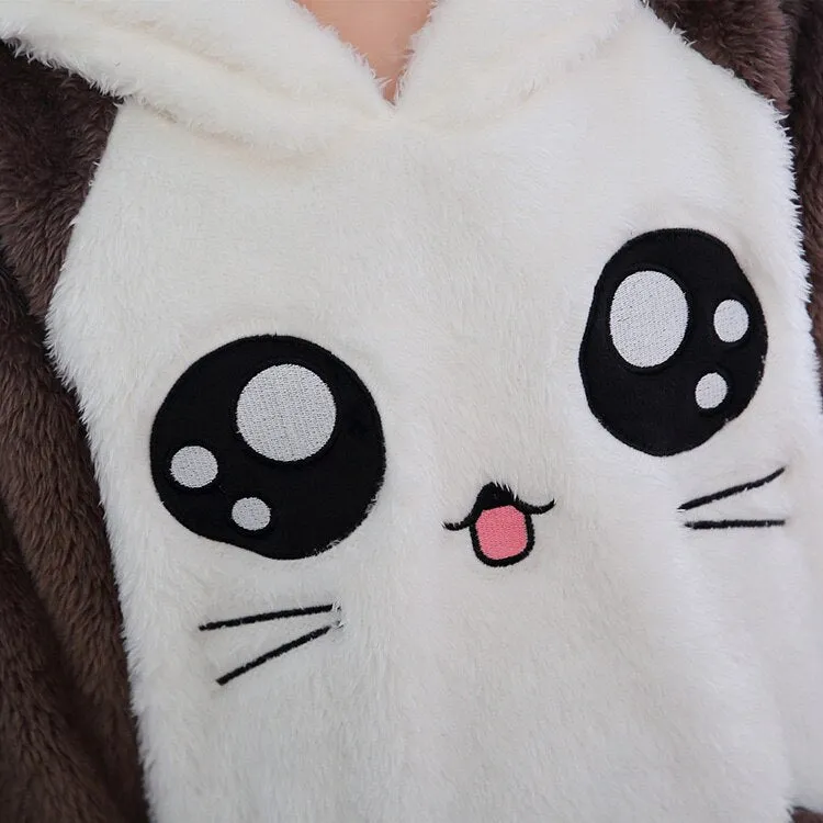WAVMIT Winter New Women&#39;s Flannel Hooded Long Sleeve Pajamas Set Cute Leisure Women Sleepwear Set Gold Velvet Pyjamas Homewear