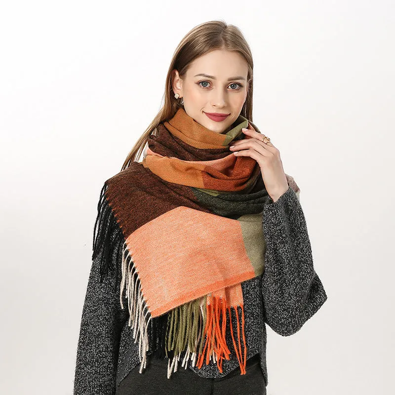 Women's Scarf Winter Artificial Cashmere Scarf Plaid Scarf