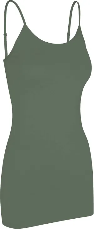 Women's Spaghetti Strap Stretch Cotton Long Cami Camisole Tank Top
