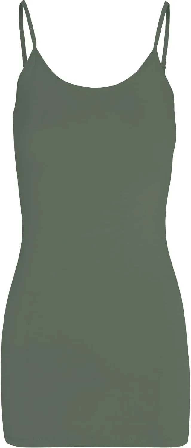 Women's Spaghetti Strap Stretch Cotton Long Cami Camisole Tank Top
