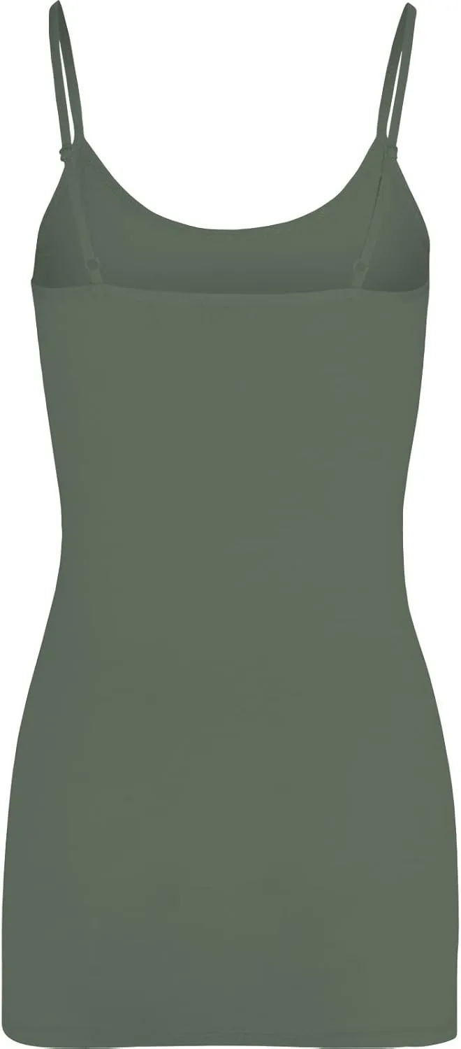 Women's Spaghetti Strap Stretch Cotton Long Cami Camisole Tank Top