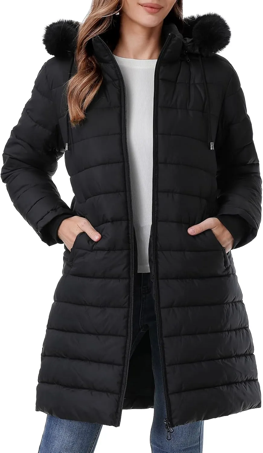 Women's Waterproof Long Puffer Jacket Thickened Down Jacket Warm Winter Coat