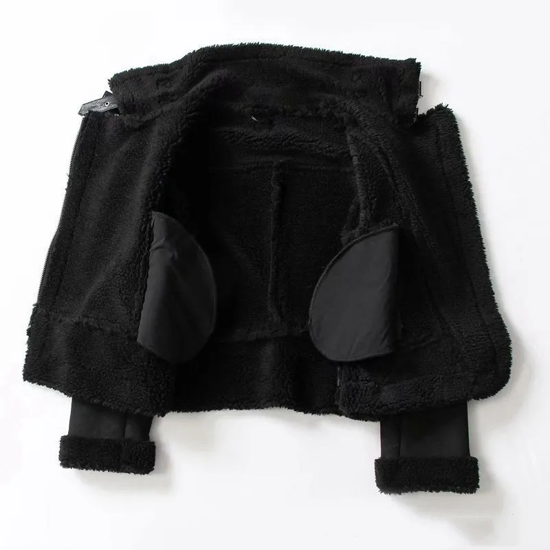 Women’s Winter Lapel Suede Lamb Wool Warm Coat