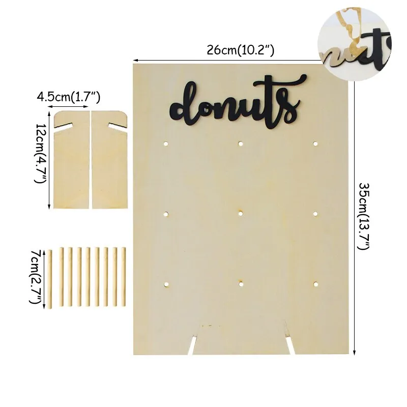 Wooden Wall Holds Donut Boards Stand Hanging Donuts Table Wedding Decoration Accessories Baby Shower Kids Birthday Party Decor