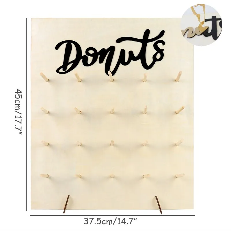 Wooden Wall Holds Donut Boards Stand Hanging Donuts Table Wedding Decoration Accessories Baby Shower Kids Birthday Party Decor