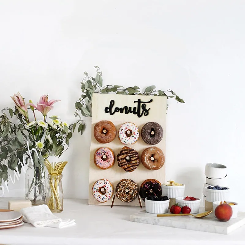 Wooden Wall Holds Donut Boards Stand Hanging Donuts Table Wedding Decoration Accessories Baby Shower Kids Birthday Party Decor