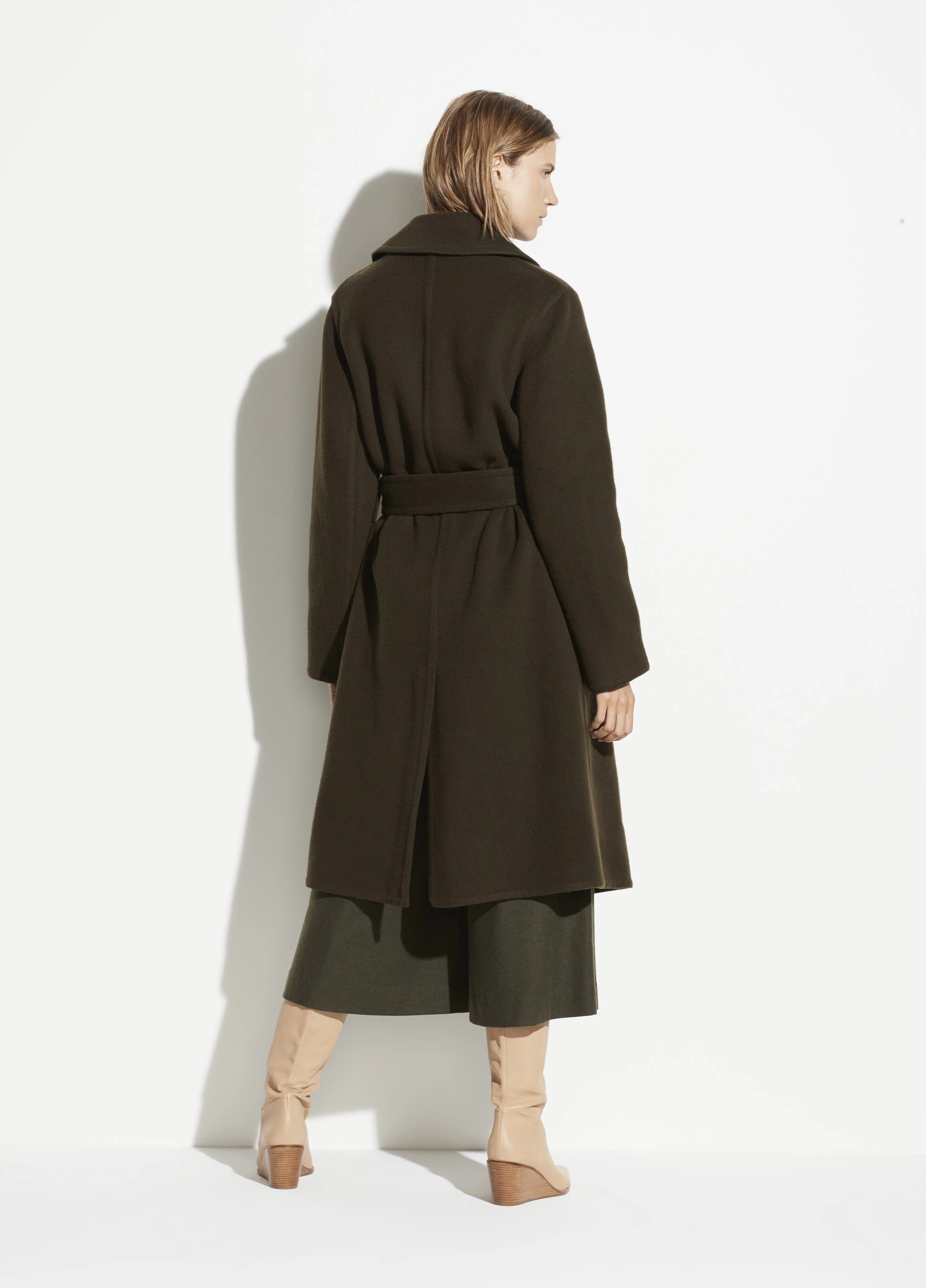 Wool Patch Pocket Coat in Mineral Pine